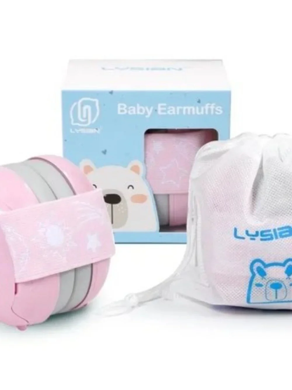 Pink Baby Earmuffs Adjustable Headband ABS Cups Soft Cushions Infant Toddler